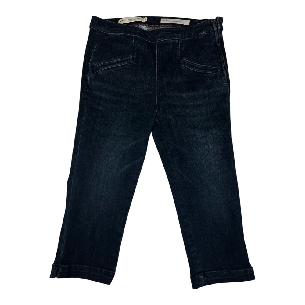 Pilcro Womens 27 High Rise Cropped Jeans Dark Wash Side Zip Stretch Denim